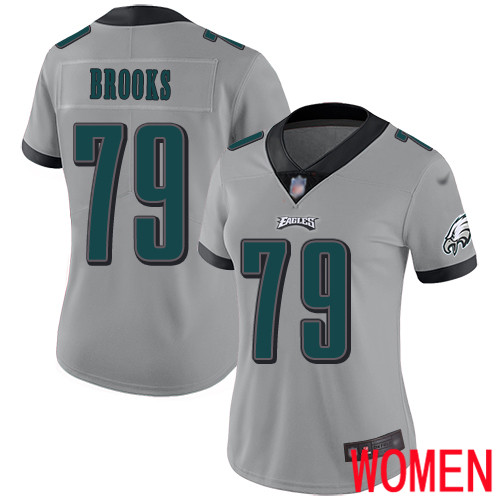Women Philadelphia Eagles #79 Brandon Brooks Limited Silver Inverted Legend NFL Jersey Football